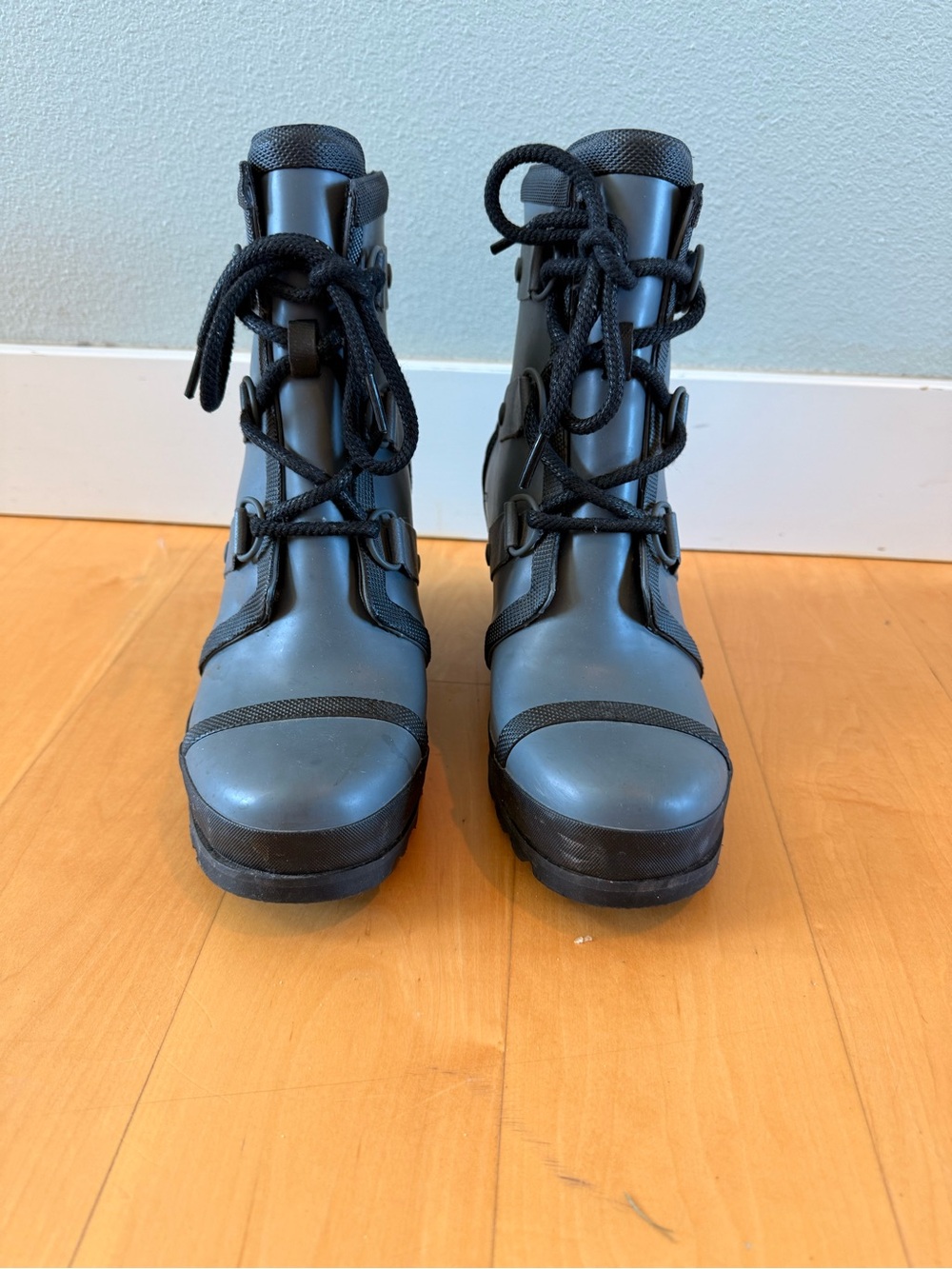 Sorel Gray Lace-Up Platform Ankle Boots